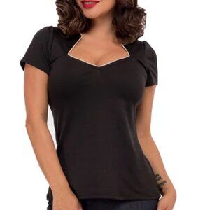 Steady Piped Sophia Top in Black, Size Large